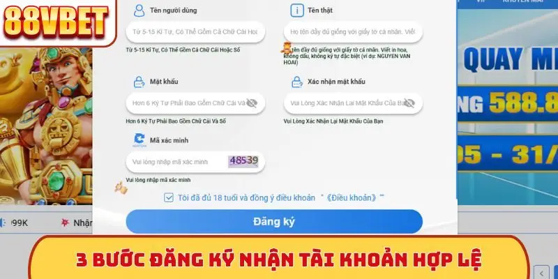 3 bước đăng ký nhận tài khoản hợp lệ
