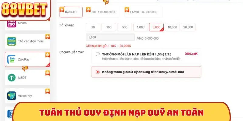 Tuân thủ quy định nạp quỹ an toàn
